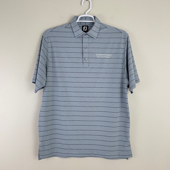 FootJoy Other - Footjoy Shirt Men's Large Gray Striped Short Sleeve Golf Polo Shirt Stretch Logo